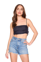 solid linen tie back top