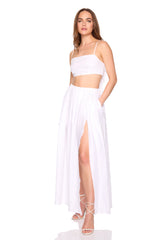 solid linen tie back top