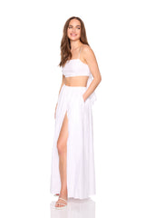 solid linen wrap elastic skirt