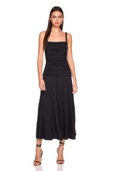 low gathered string dress