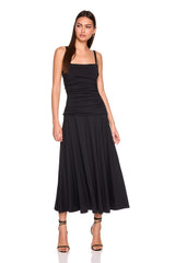 low gathered string dress