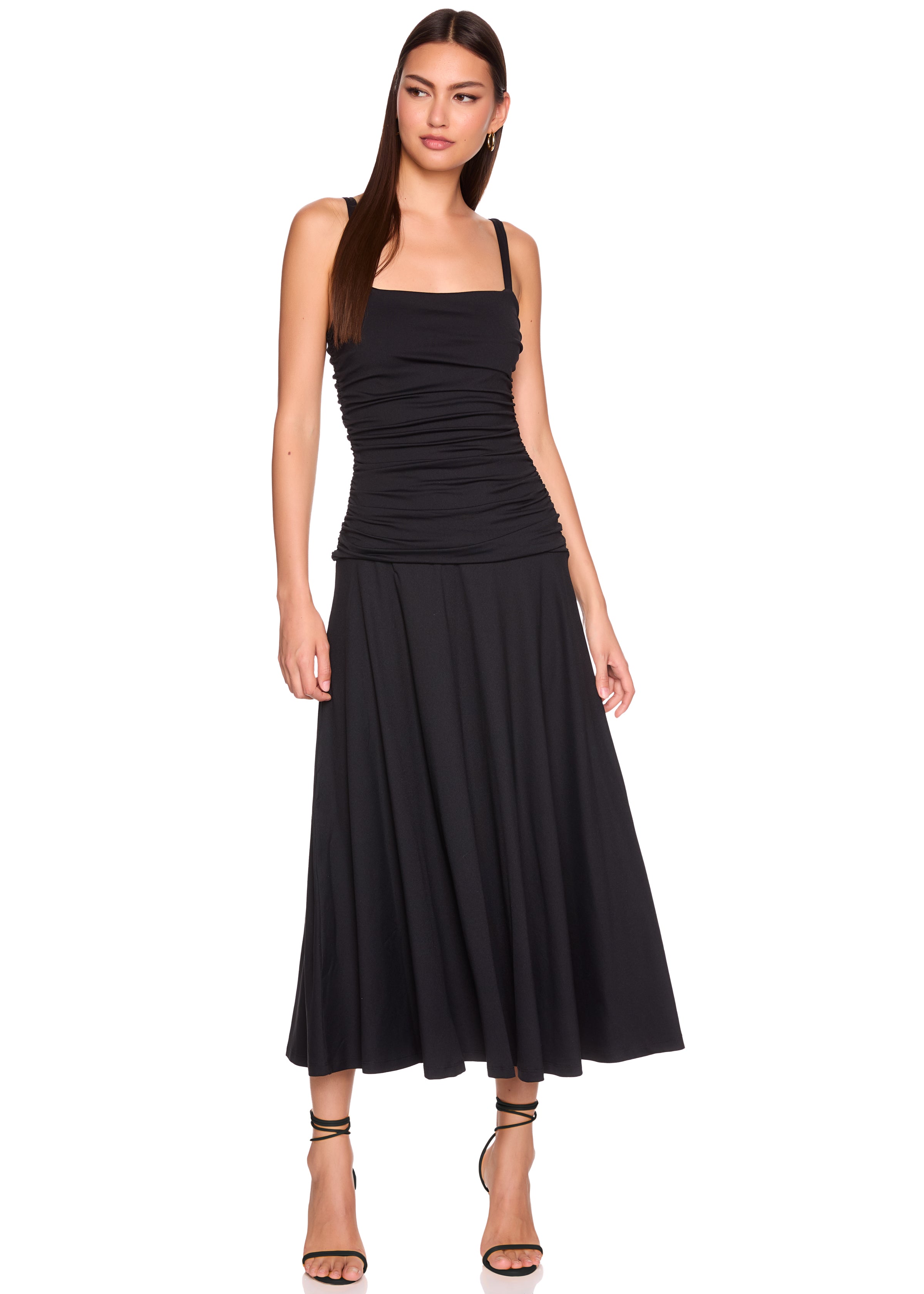 low gathered string dress