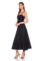 low gathered string dress