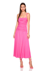 low gathered string dress