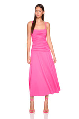 low gathered string dress