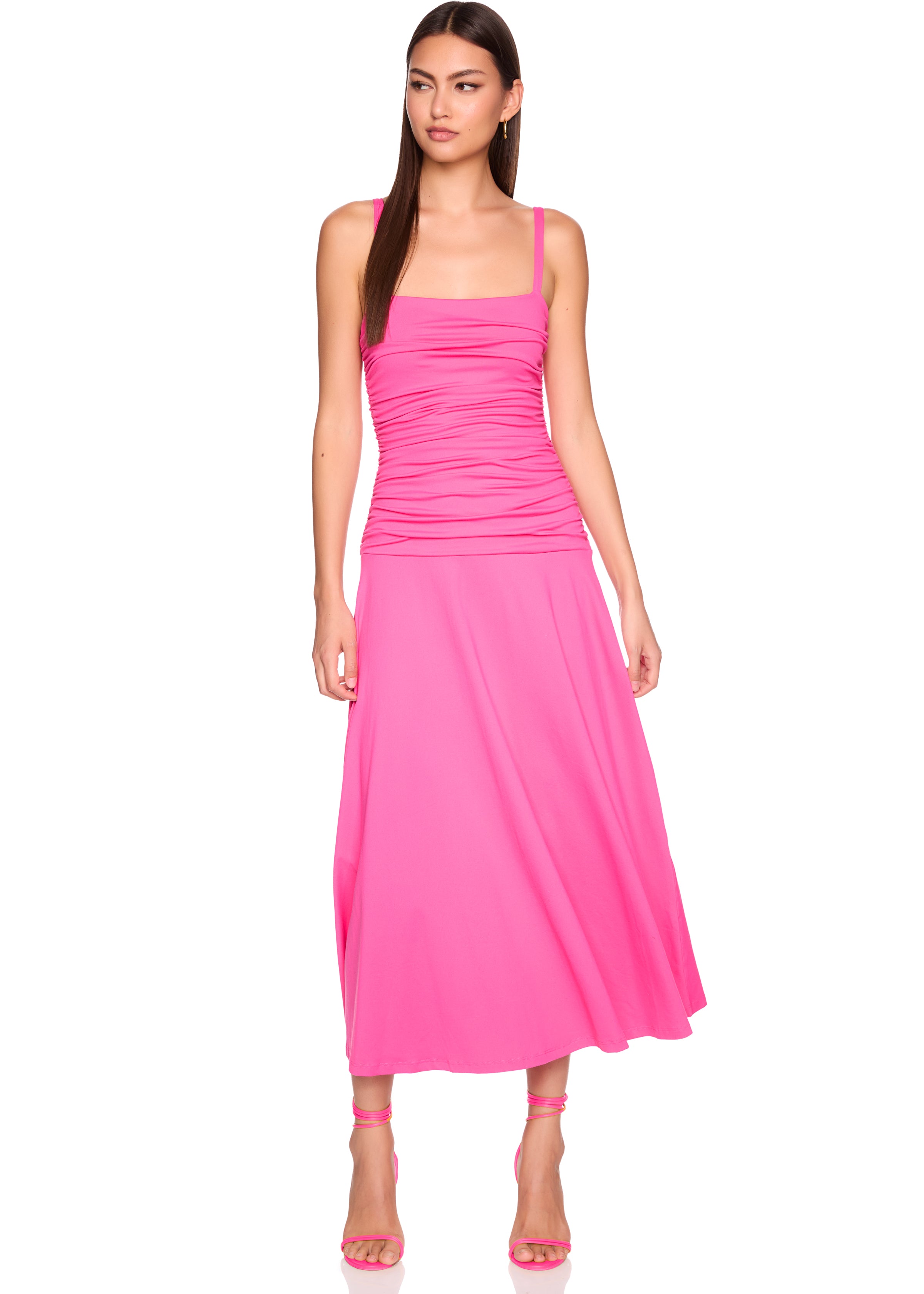 low gathered string dress