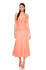 low gathered string dress