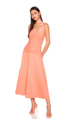 low gathered string dress