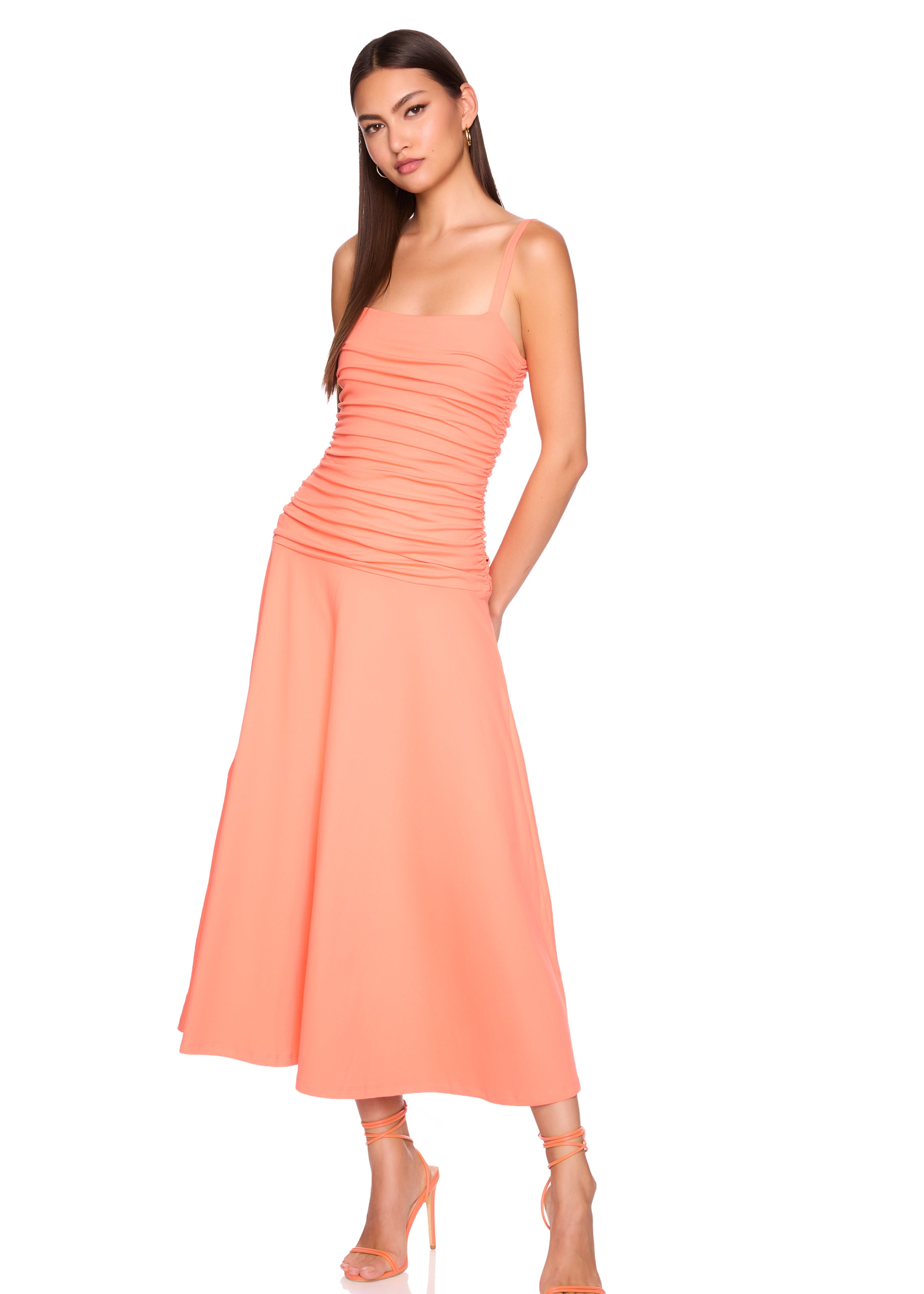 low gathered string dress