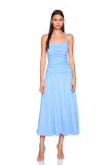 low gathered string dress