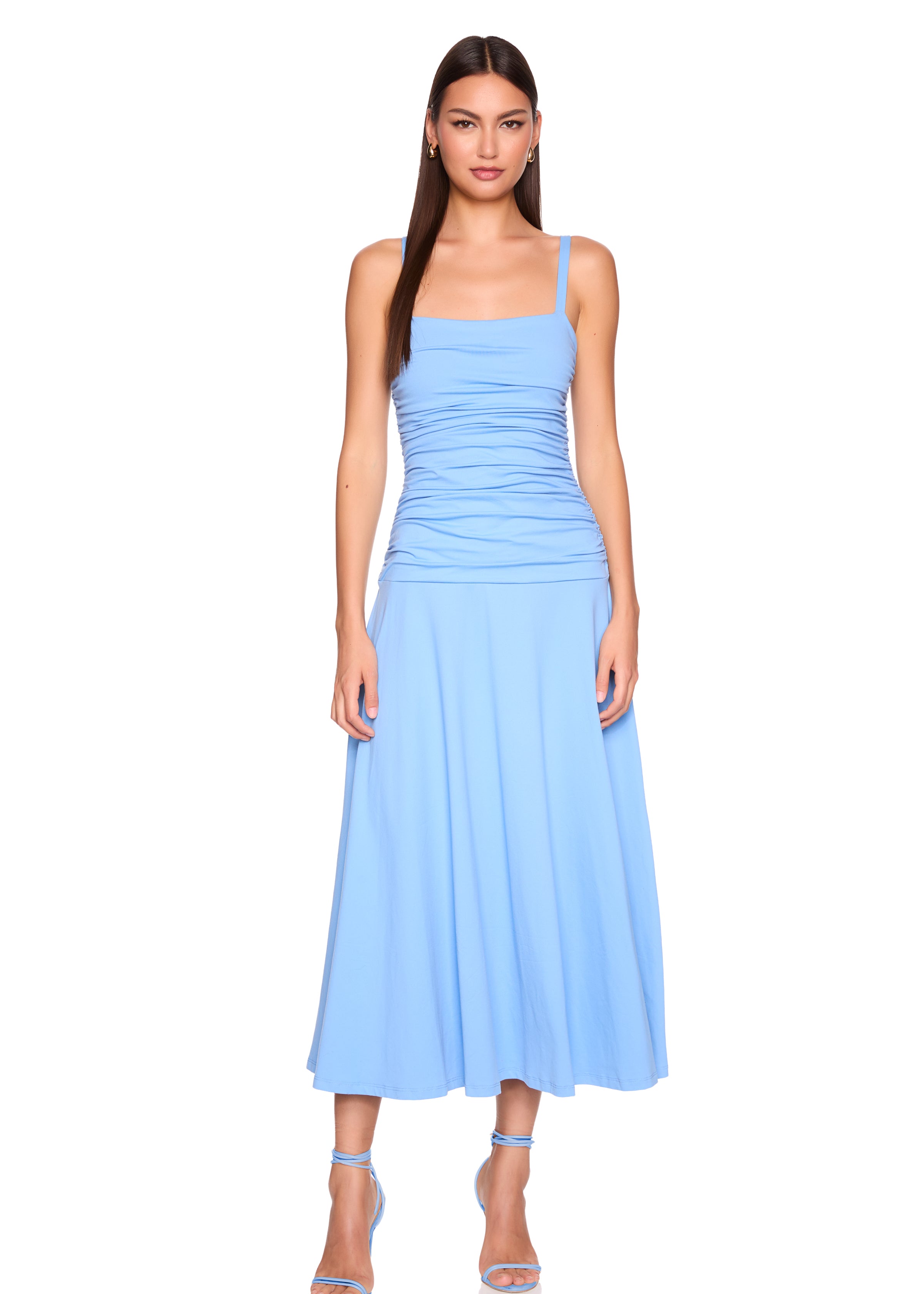 low gathered string dress