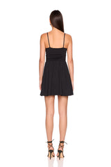 square wire string gathered flare dress