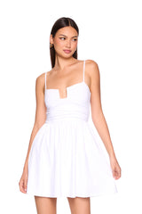 square wire string gathered flare dress
