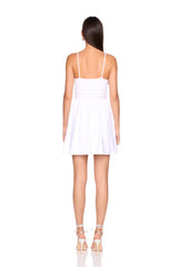 square wire string gathered flare dress