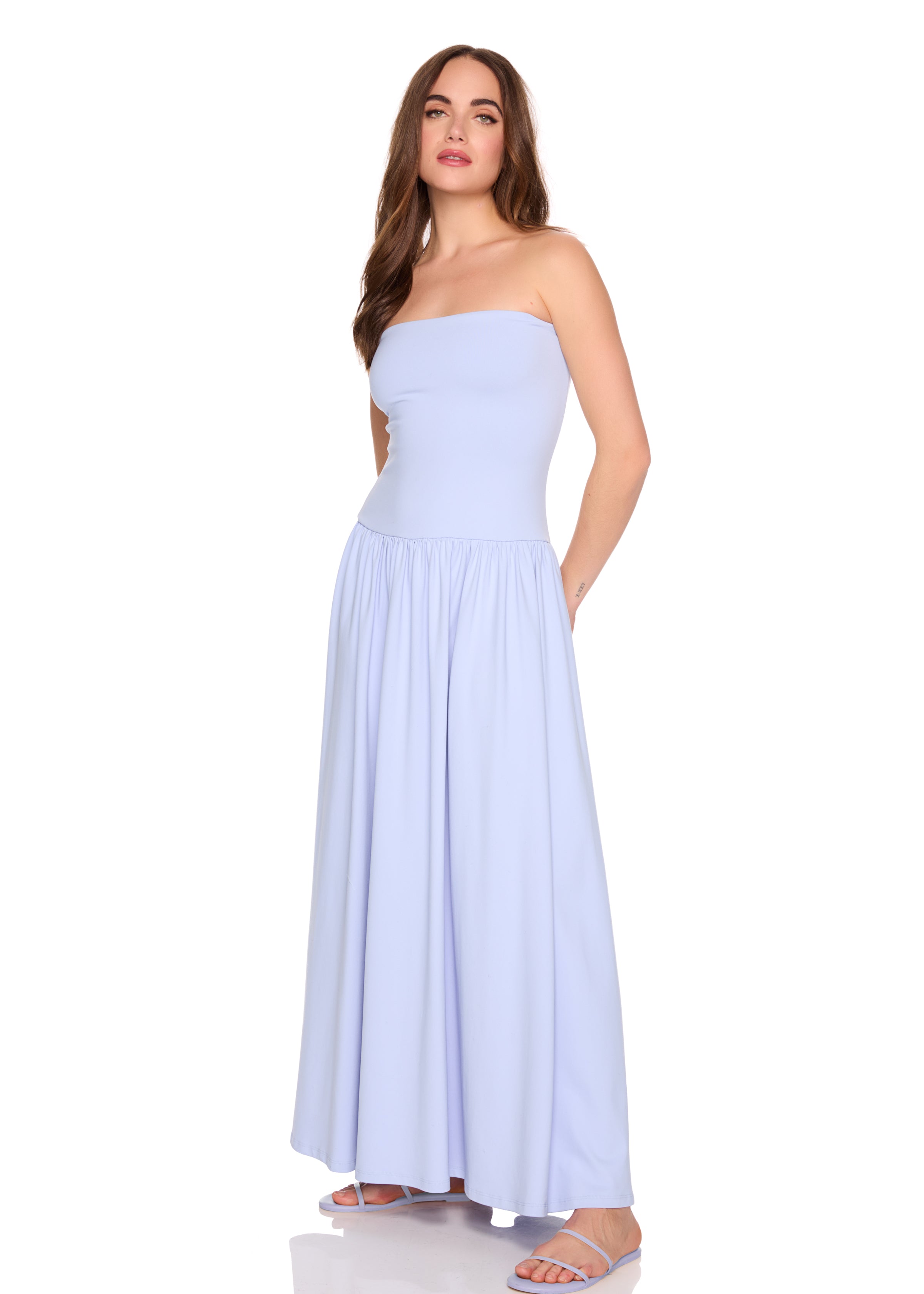 tube drop waist maxi dress