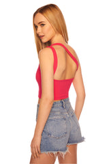 one arm open strap back top
