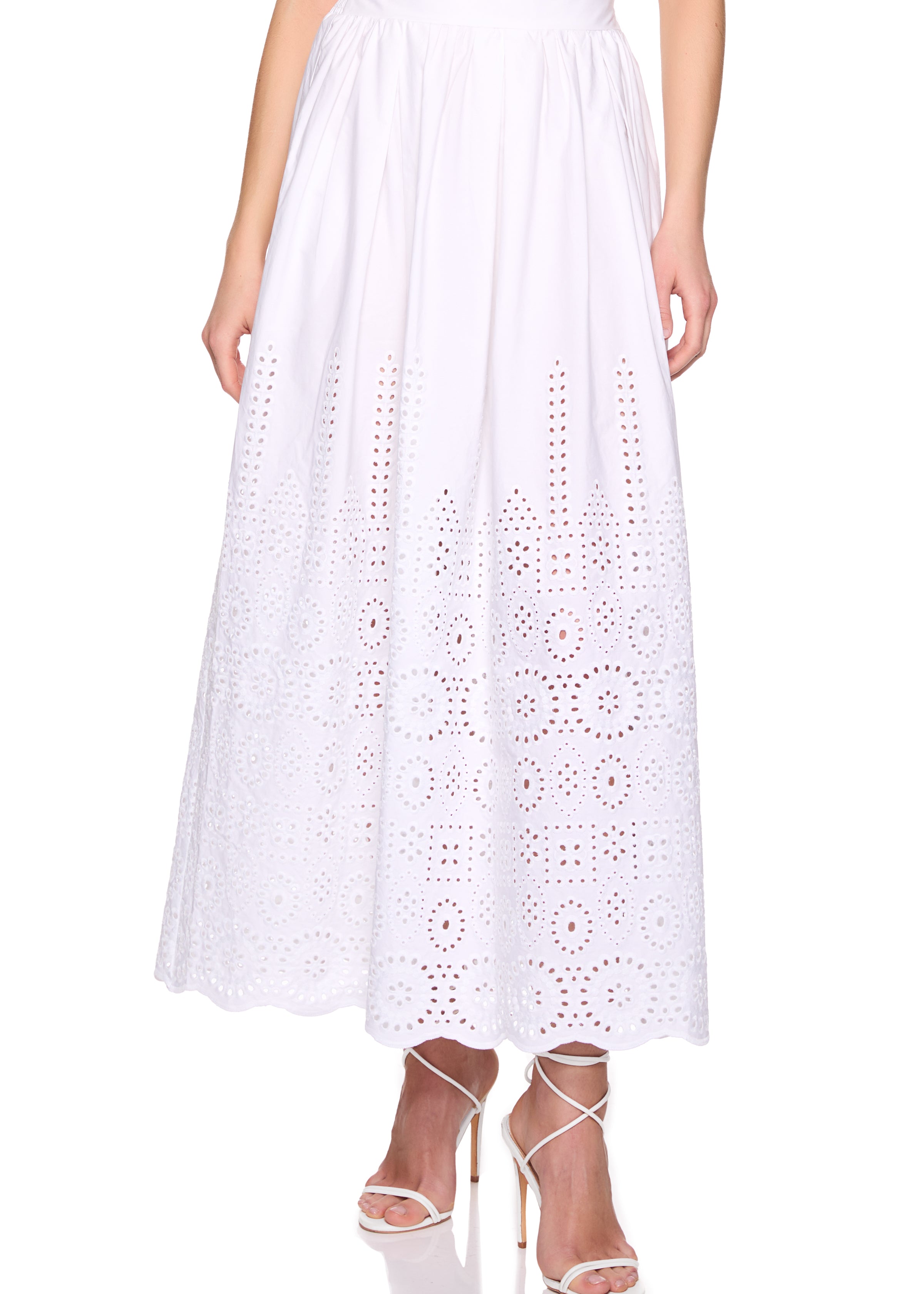 embroidered poplin skirt