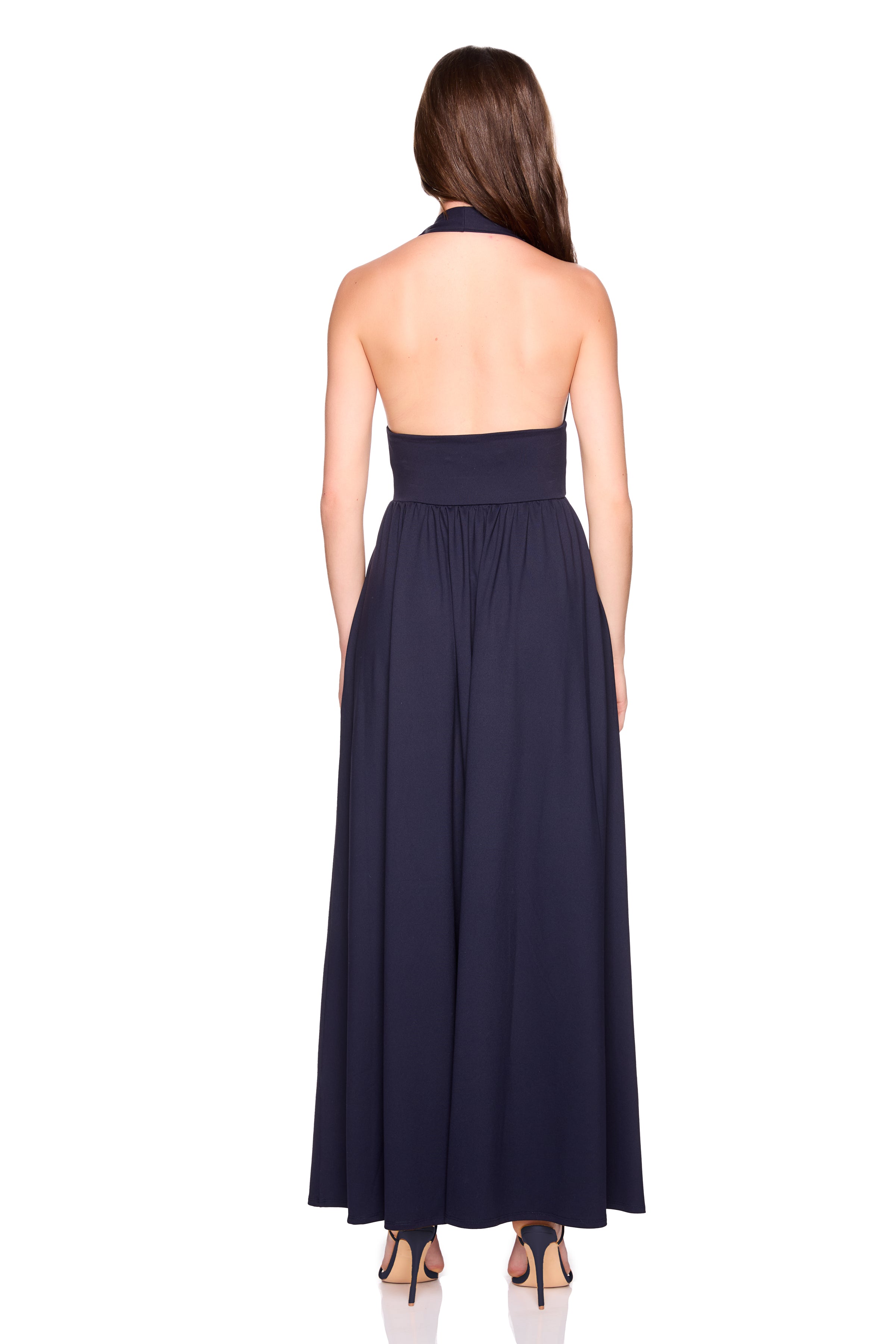 Susana Monaco Halter Gathered Dress in Navy