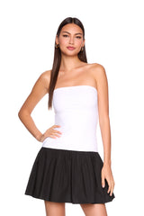 knit poplin tube drop waist dress