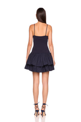 knit poplin strap drop waist double tier