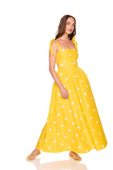 polka dot poplin tie strap maxi dress