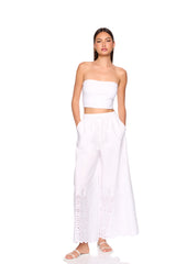 embroidered wide leg pant