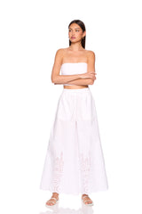 embroidered wide leg pant