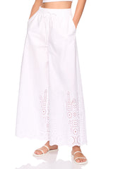 embroidered wide leg pant