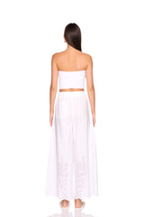 embroidered wide leg pant