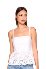 embroidered poplin string peplum top