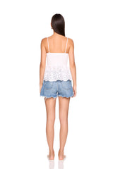 embroidered poplin string peplum top