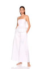 embroidered poplin string peplum top