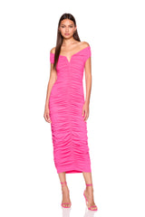 v-wire gathered dress
