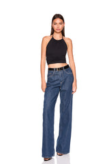 halter gathered top tie neck