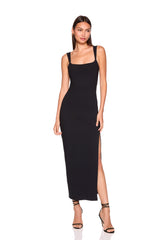 angle strap slit dress