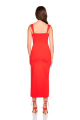 angle strap slit dress