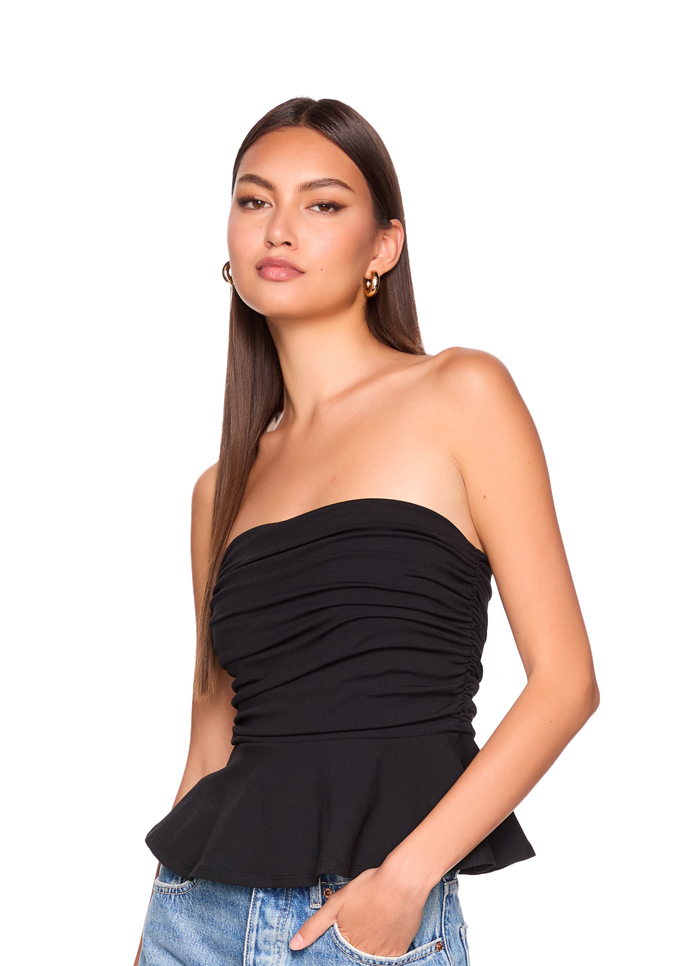 tube gathered flare top