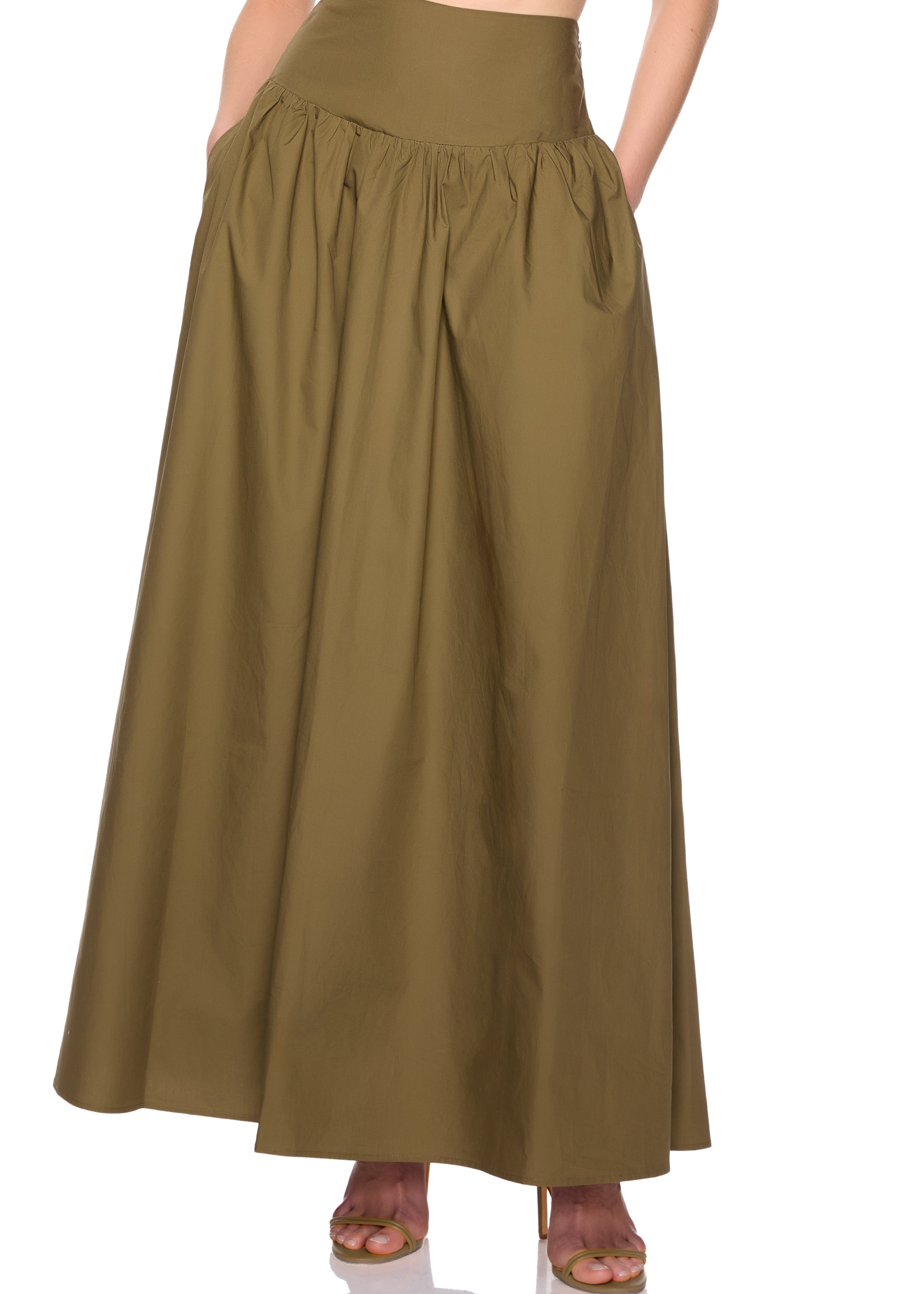 poplin drop waist skirt