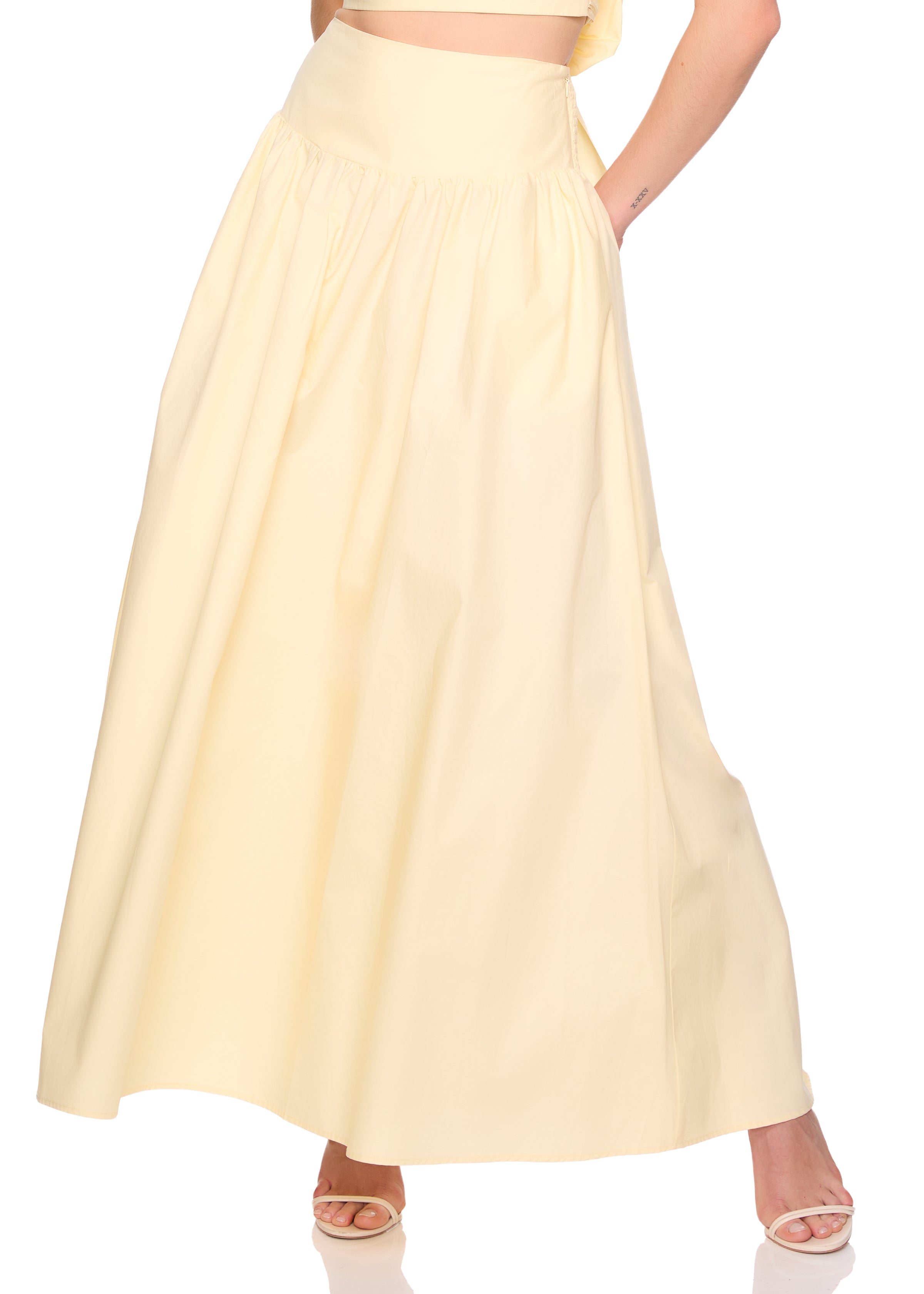 poplin drop waist skirt