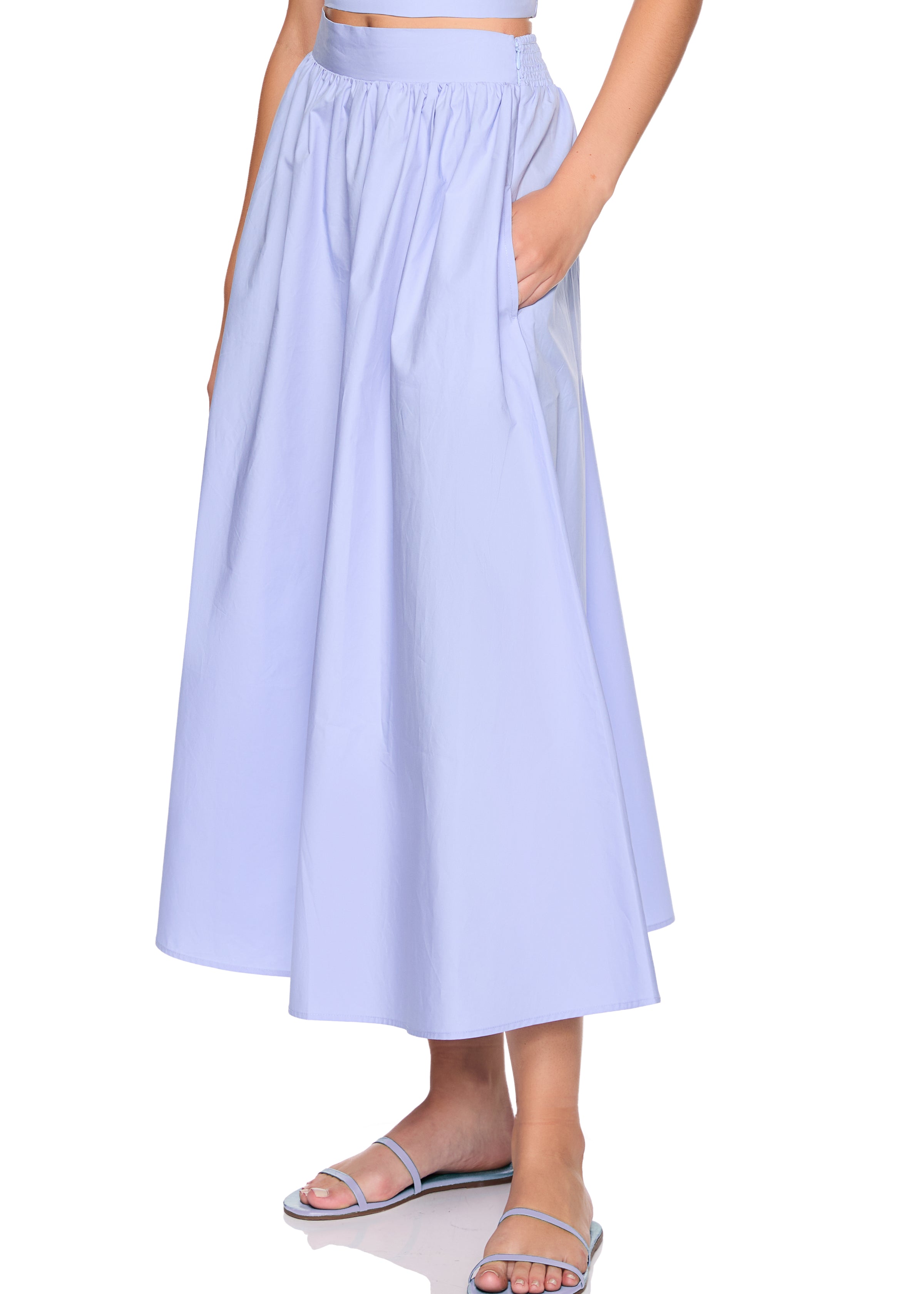 poplin midi skirt