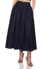 poplin midi skirt