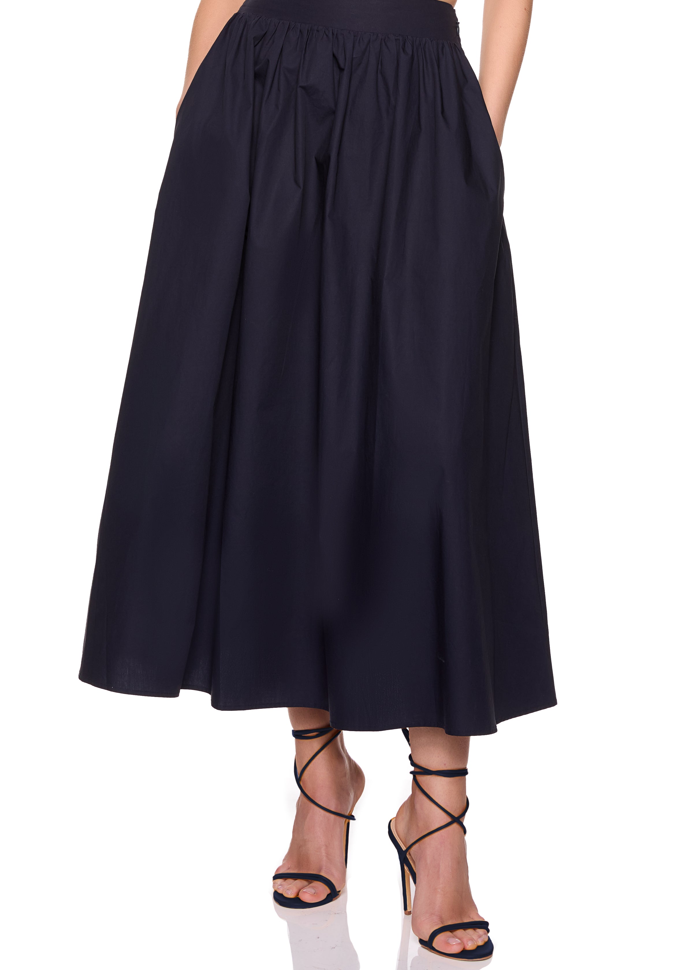 poplin midi skirt