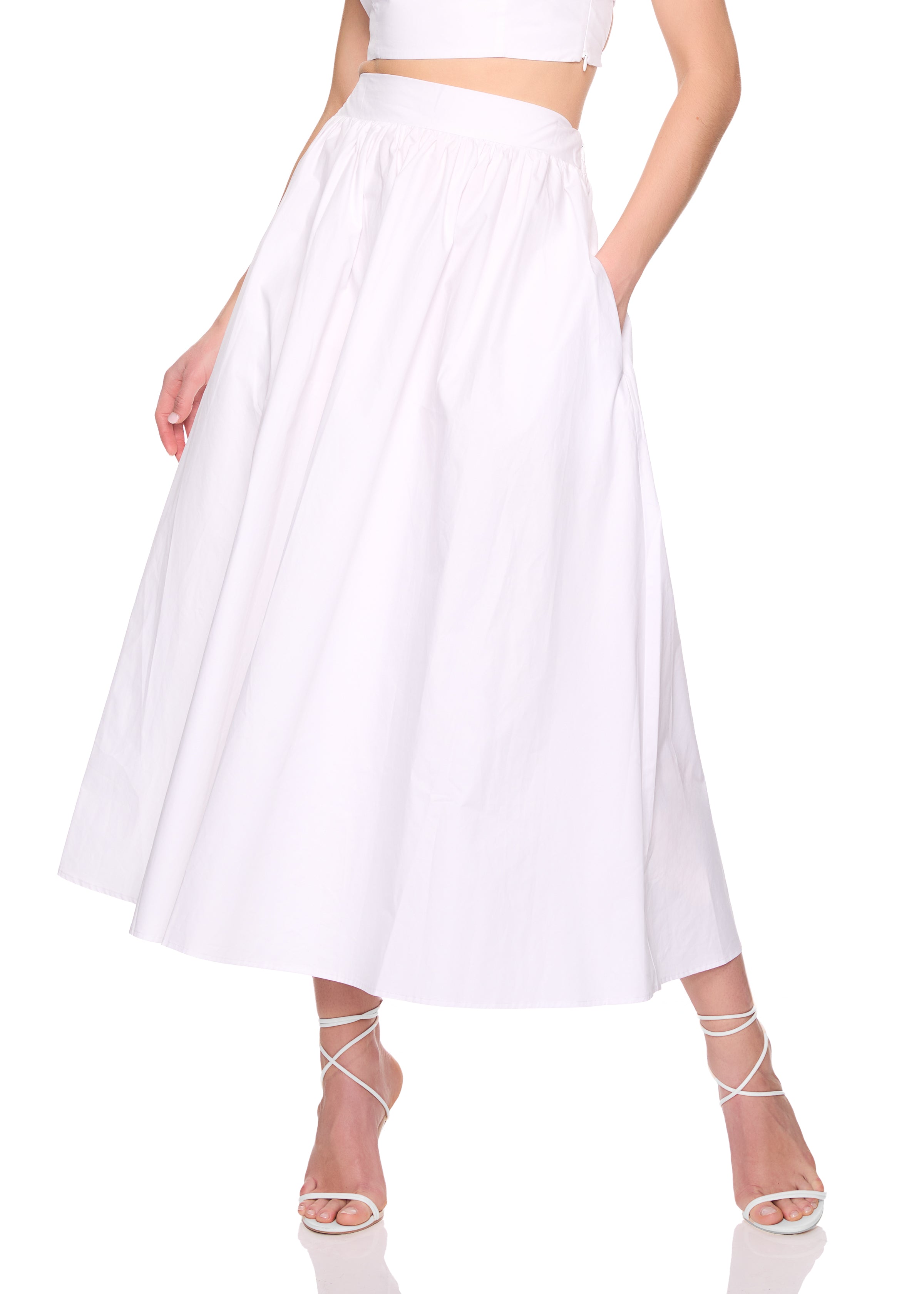 poplin midi skirt