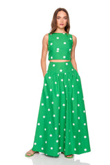 polka dot poplin tie back top