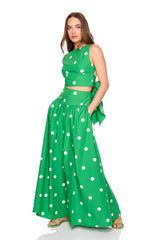 polka dot poplin tie back top