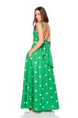 polka dot poplin tie back top