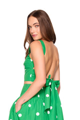 polka dot poplin tie back top