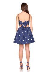 polka dot poplin tie back string dress