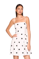 polka dot poplin tie back string dress