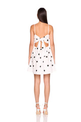 polka dot poplin tie back string dress